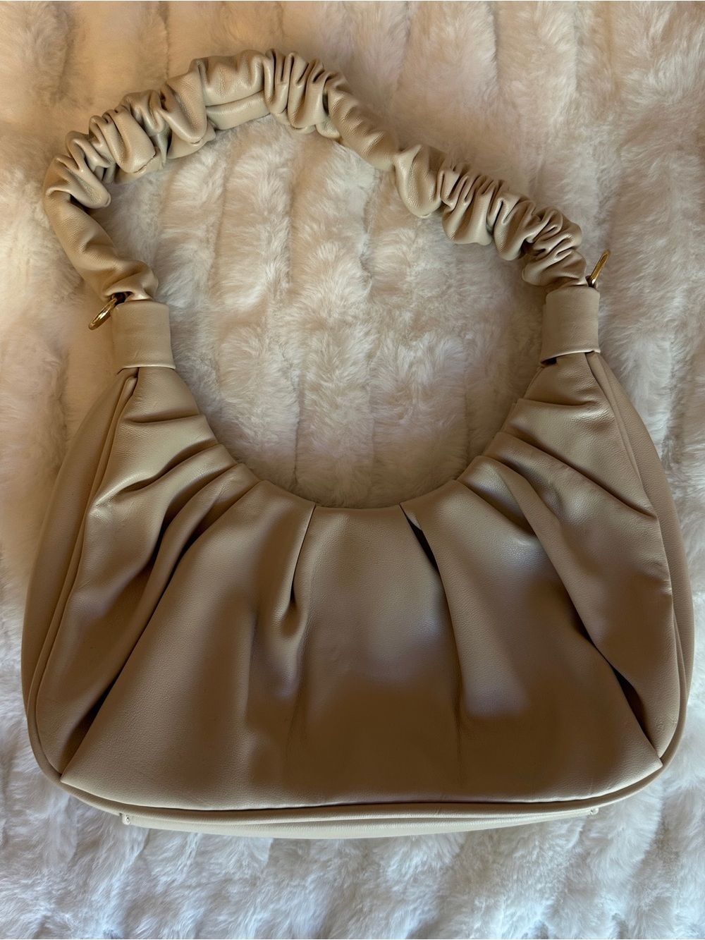 Cream Ruched Shoulder Bag